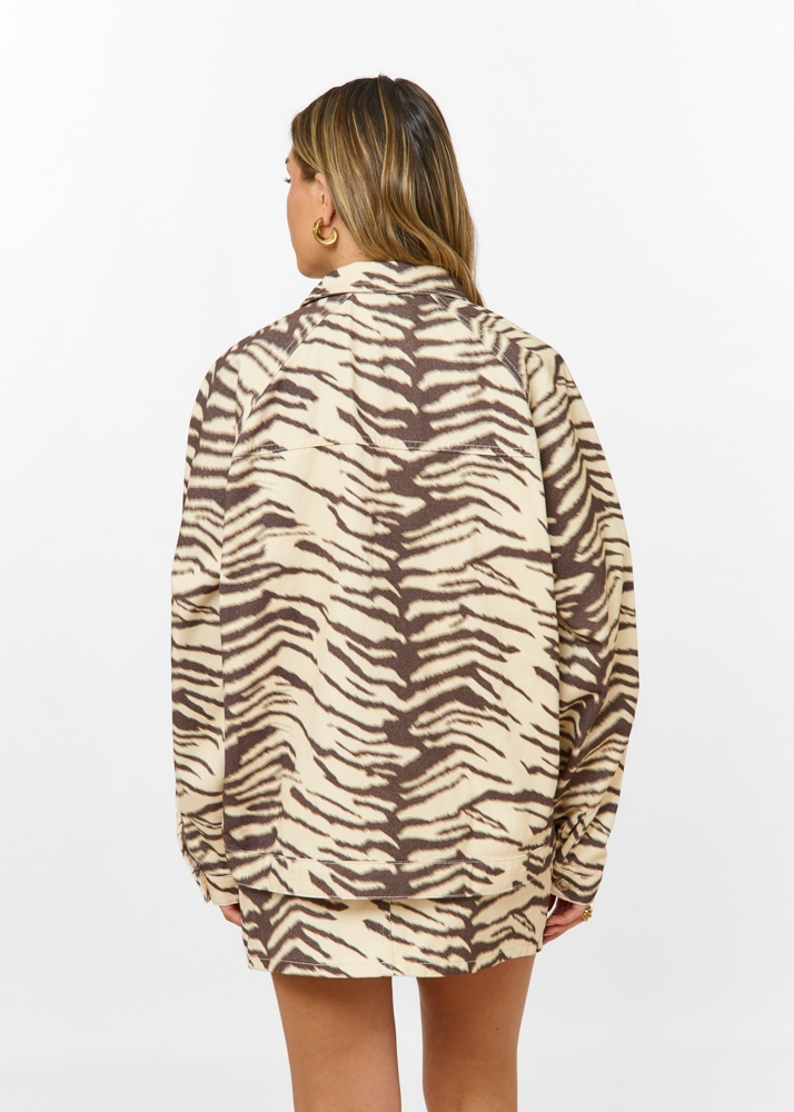 Zebra oversized denim jacket