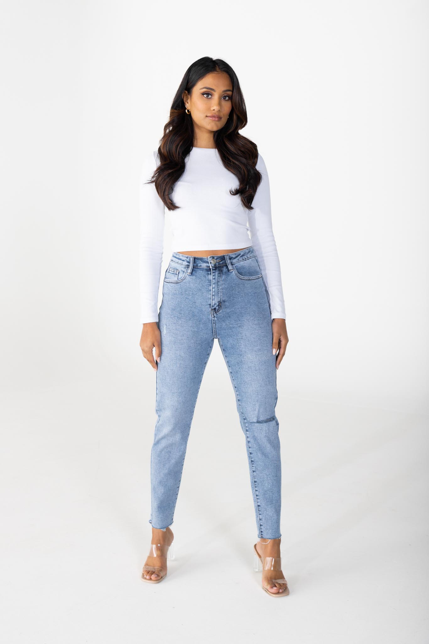 Mom jeans stretch donkerblauw