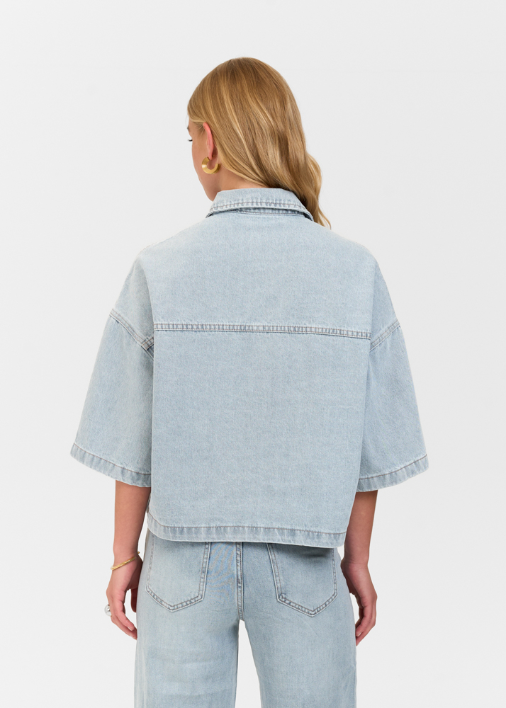 Denim blouse korte mouw