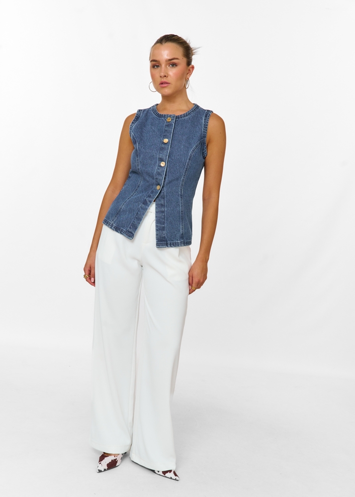 Natalia denim gilet blauw