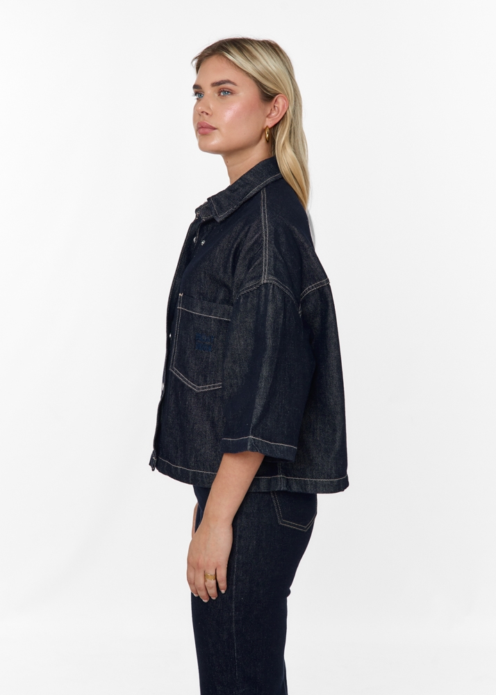 Denim blouse korte mouw