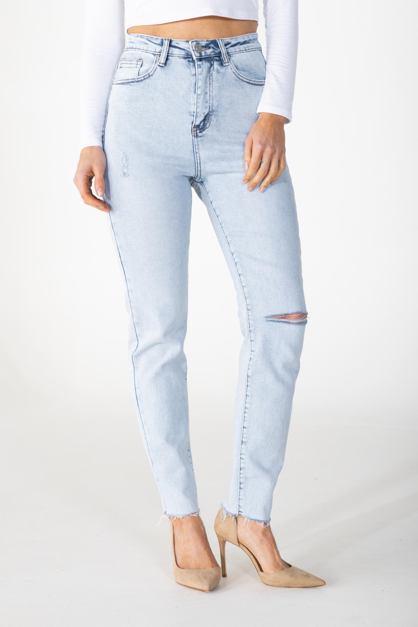 Mom jeans stretch blauw