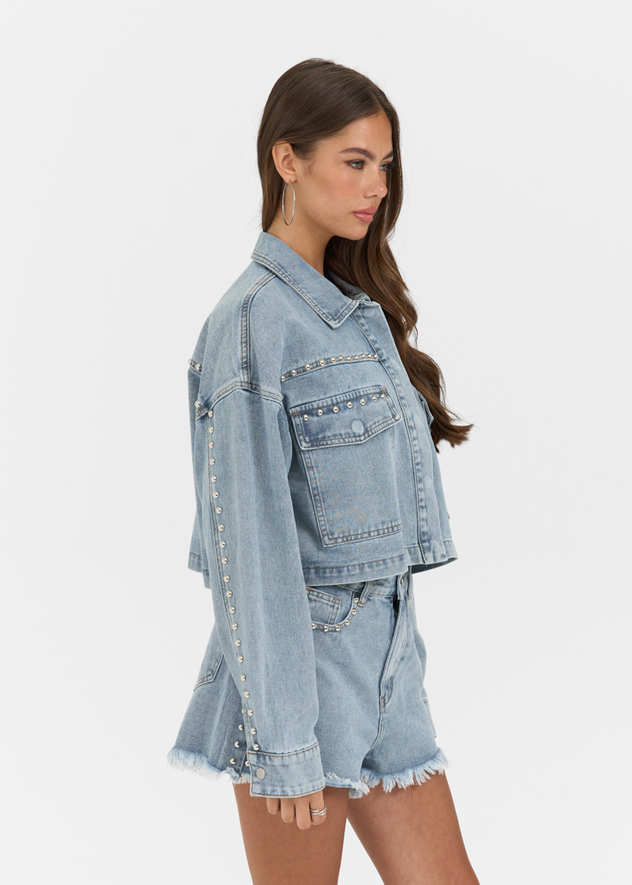 Luca stud jacket | lichtblauw | XS | 2617/C03/498-701-XS