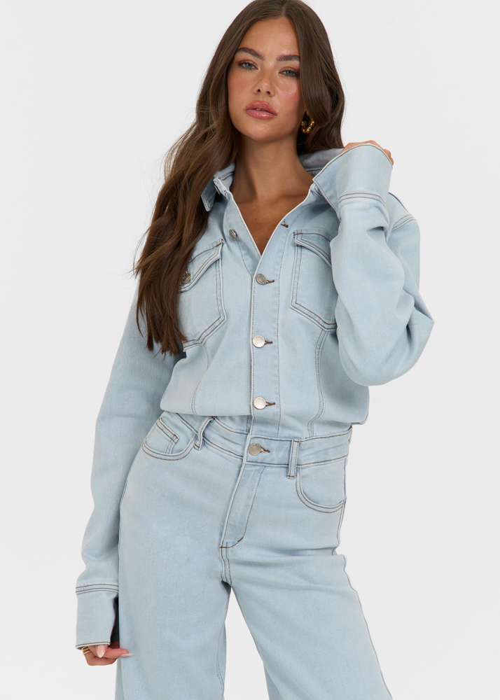 Denim stretch jumpsuit