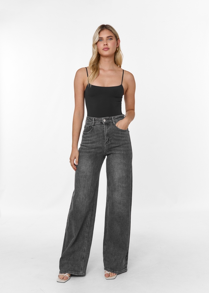 Wide leg stretch jeans