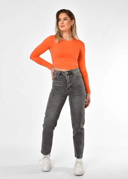 oorsprong gemeenschap antwoord Oranje cropped top met lange mouwen | Dames tops | tess v