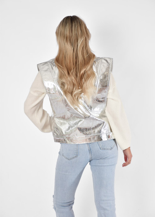 Bo metallic gilet zilver