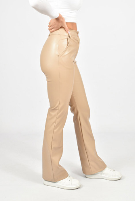 Isa leather flared pants beige