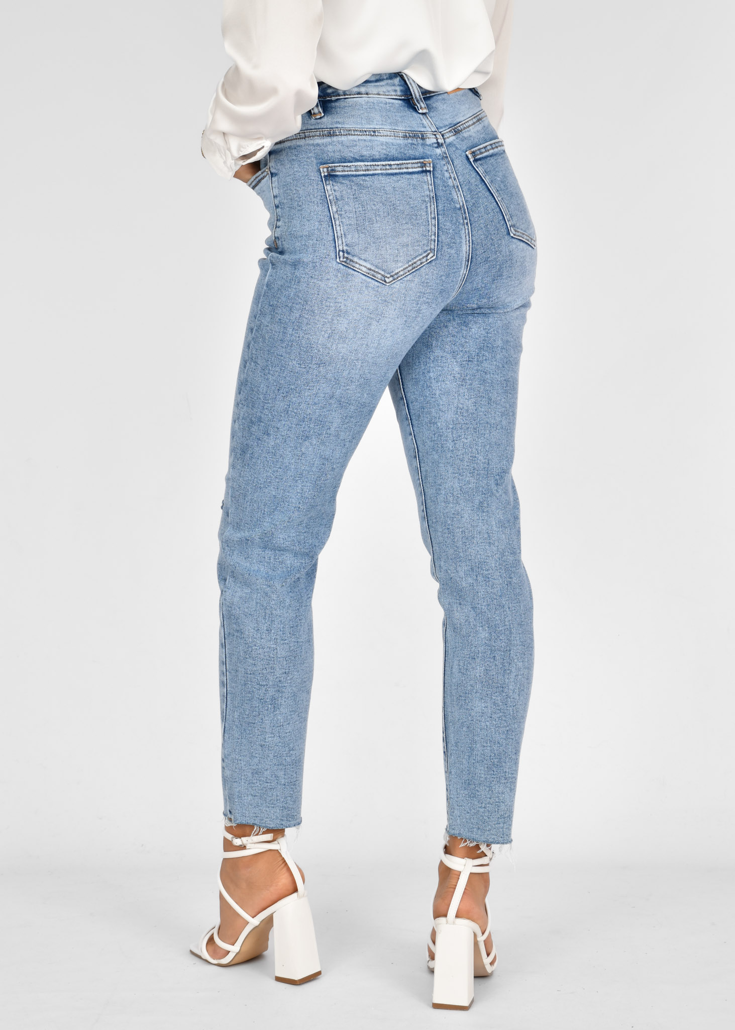 Mom jeans stretch donkerblauw