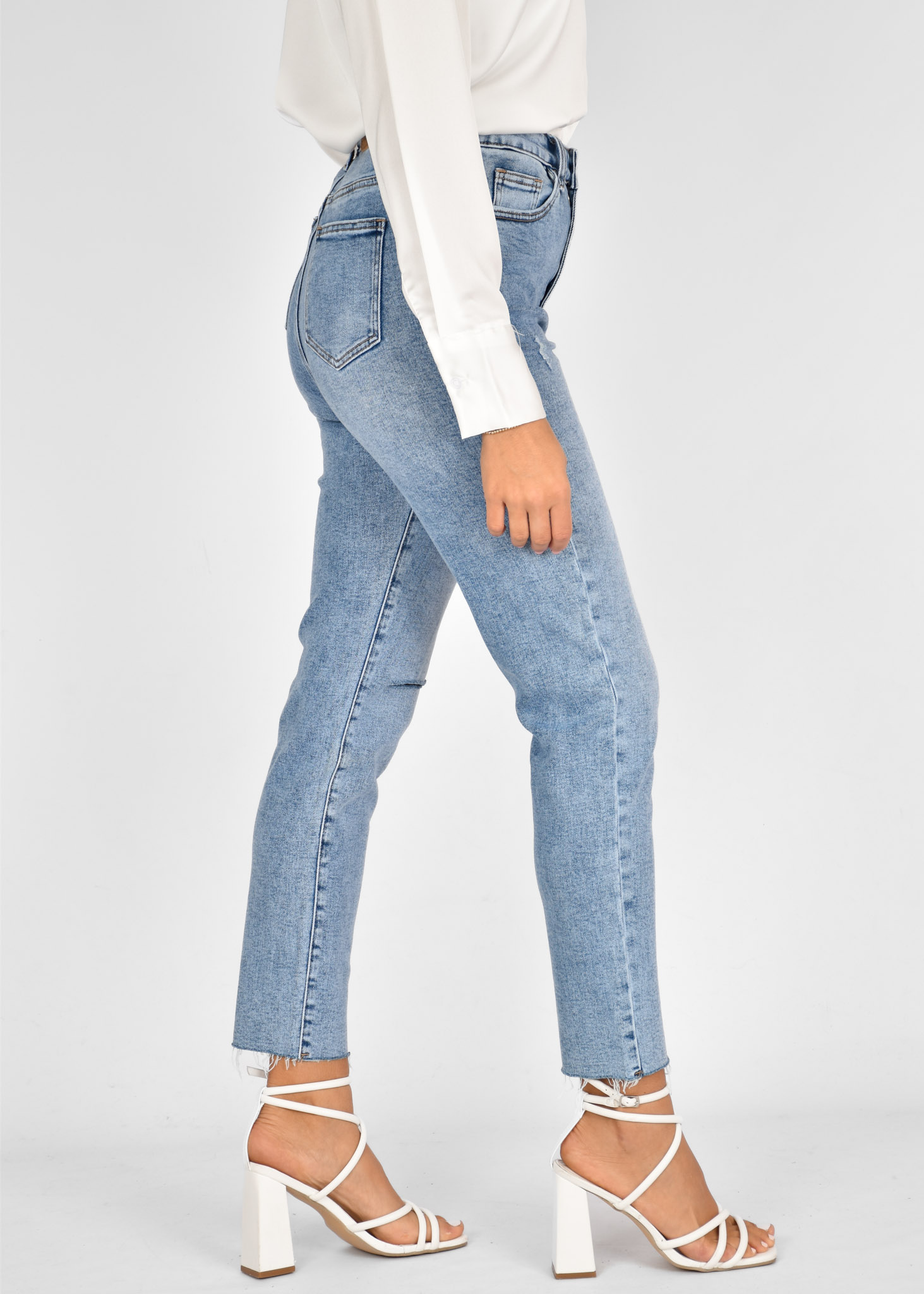 Mom jeans stretch donkerblauw