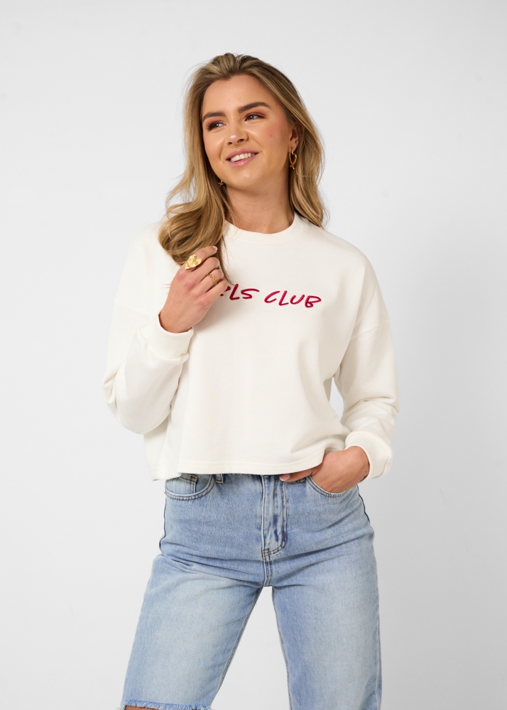 Girls club sweater wit