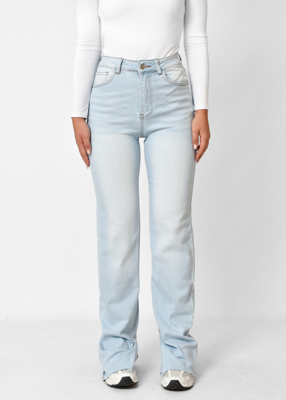 Split jeans stretch lichtblauw