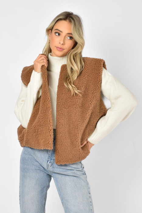 Dewy teddy gilet beige