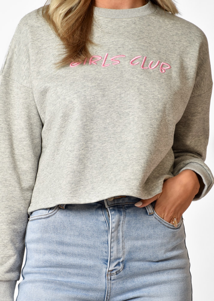 Girls club sweater grijs