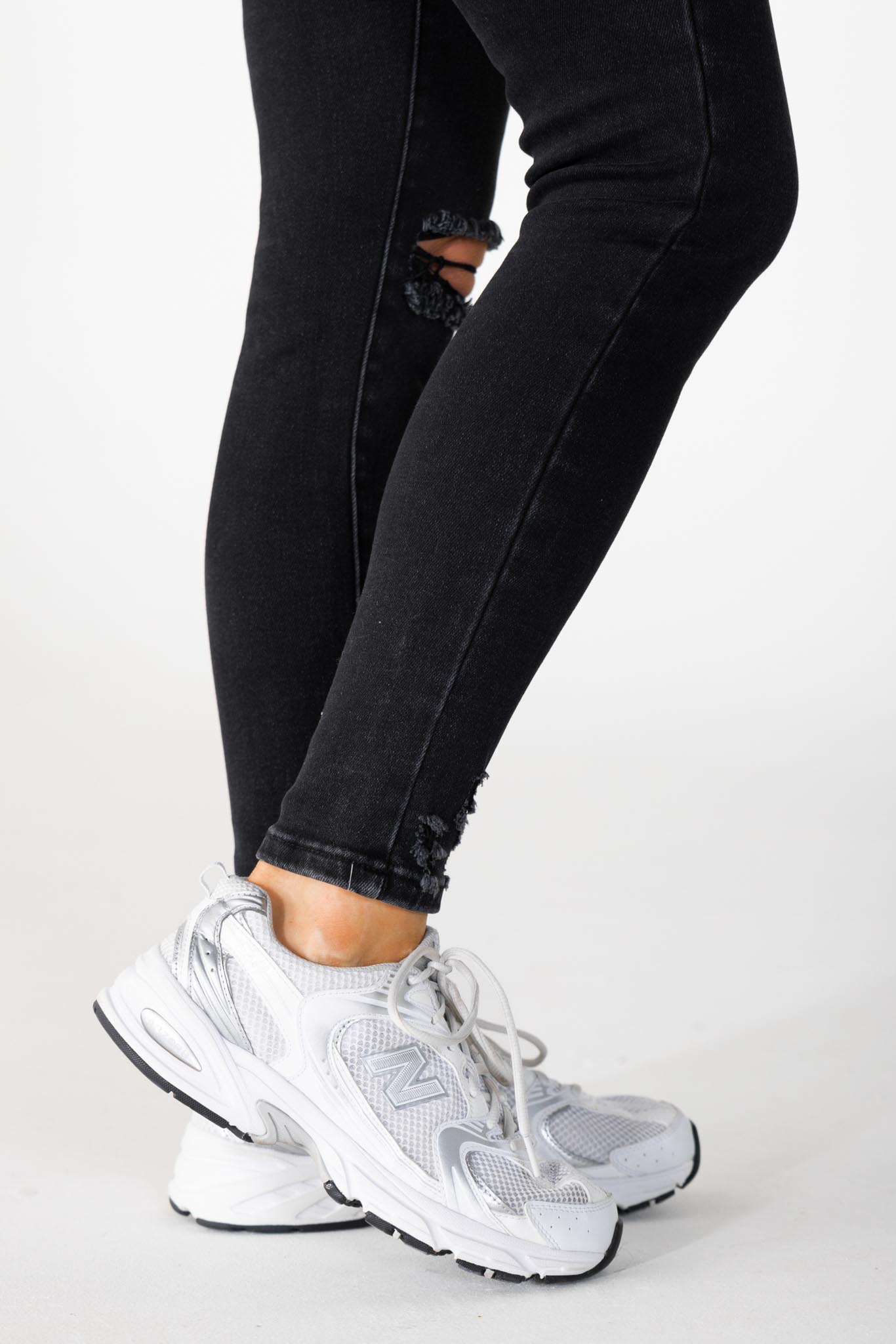 Skinny jeans destroyed zwart