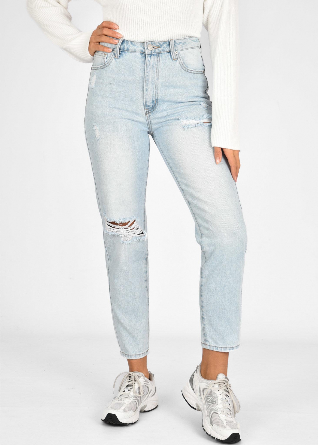 Mom jeans destroyed lichtblauw