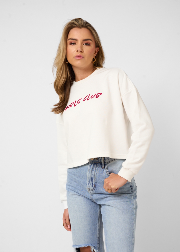 Girls club sweater wit