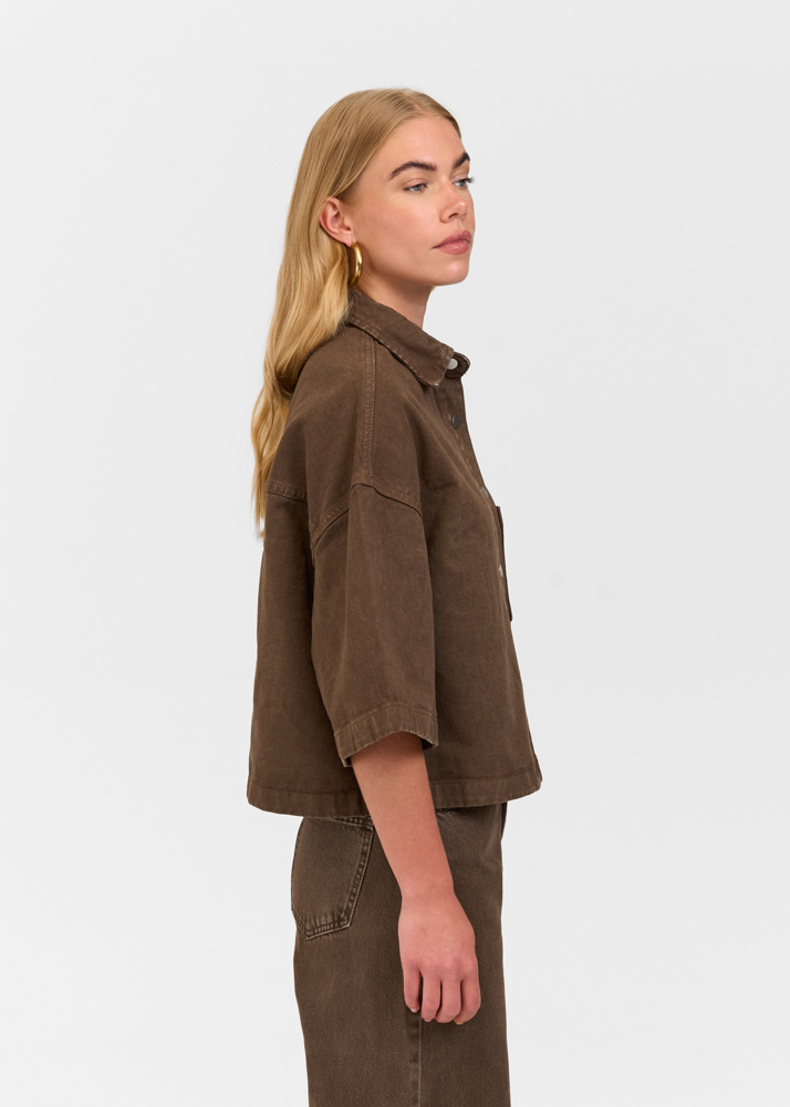 Denim blouse korte mouw