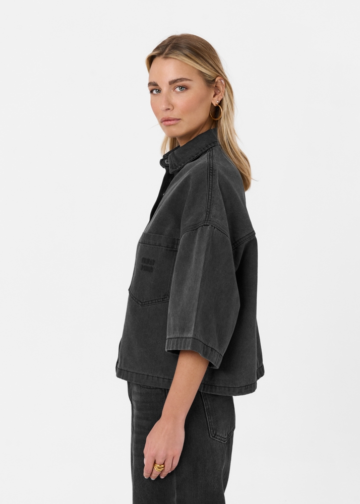Denim blouse korte mouw