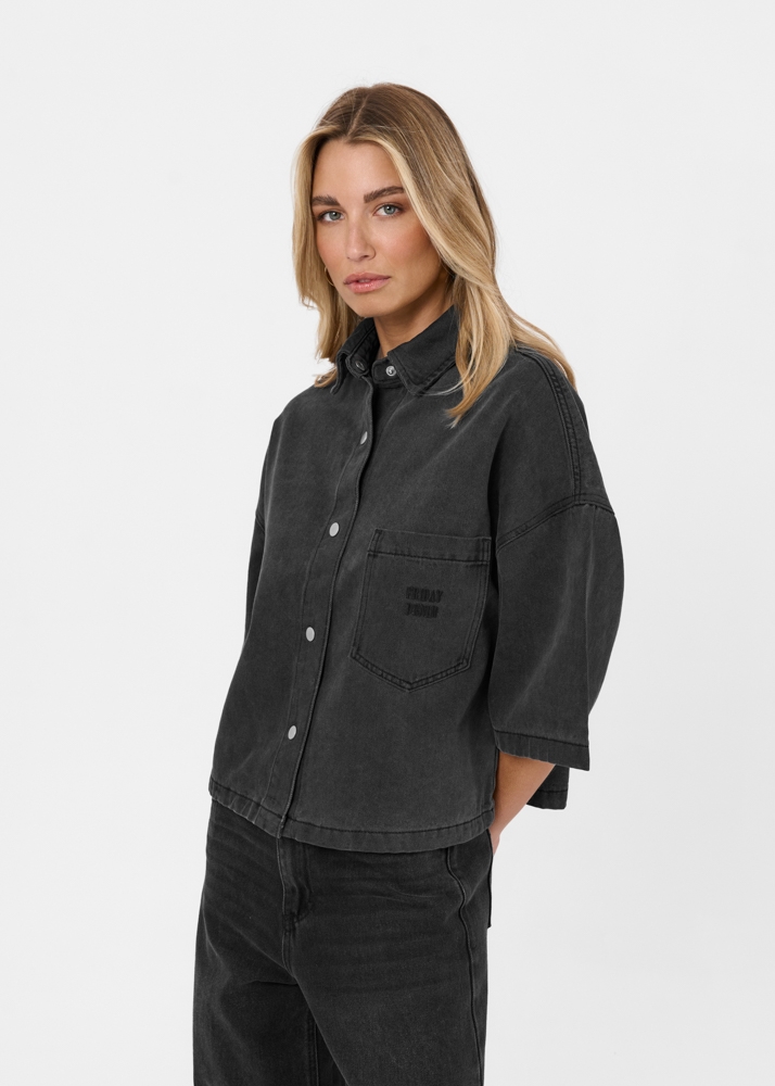 Denim blouse korte mouw