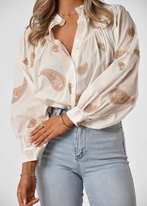 Roos blouse wit