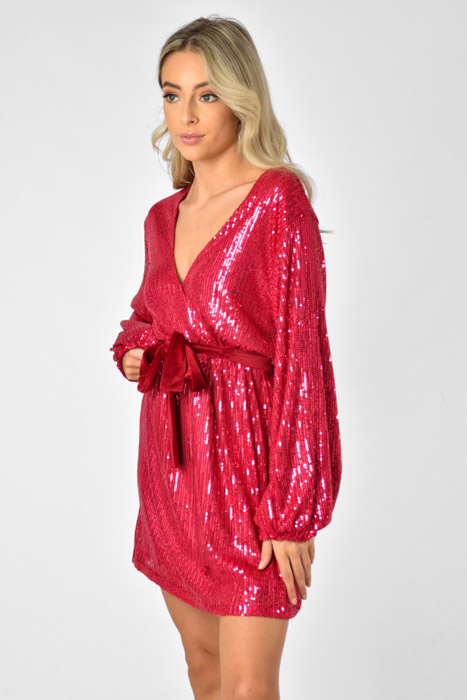 Bibi glitter jurk fuchsia