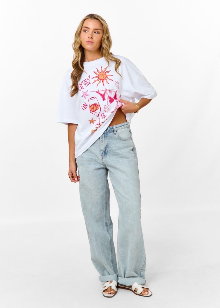 Beach t-shirt wit