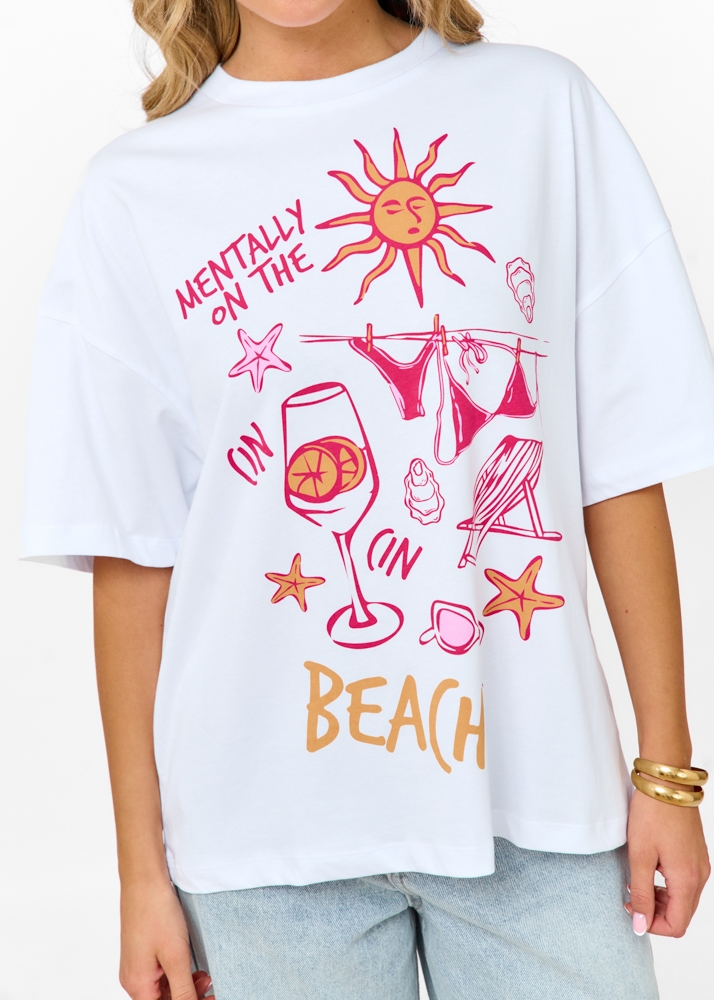 Beach t-shirt wit
