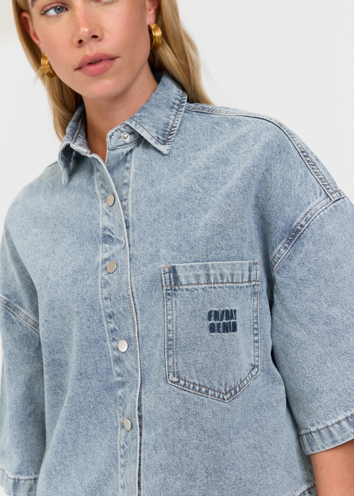 Denim blouse korte mouw